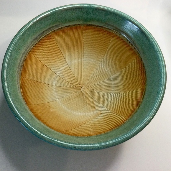 Japanese Combed Celadon Ceramic Kotobuki Pottery earthenware bowl - Picture 1 of 10